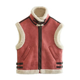 New Women's Fur All-In-One Velvet Splicing Cotton Vest Vest Vest Coat Women's Top