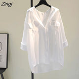 Women Solid Hooded Summer Pockets 3 Colors Simple Clothing Tops Stylish Holiday Daily Popular Basic Female Korean