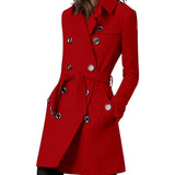 Autumn And Winter New Explosion Long Hair The Female Coat To Collect The Belt With Double Buckle