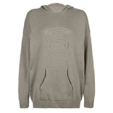Letter Jacquard Hooded Baggy Knit SweaterOutfit