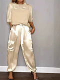 Fashion Lady Smooth Sleeve Half-Sleeveed Trompack Two-Piece