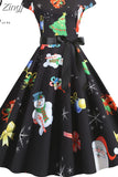 Christmas Women Summer Short Sleeve Elegant Vintage Xmas Party Dresses Robe Femme Casual Vestidos with