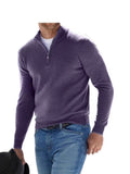 New Winter Long Sleeve V-Neck De-Yvet Zipper Men's Casual Polo