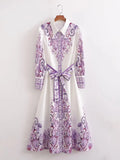 Women's Clothing Positioning Printing Long-Sleeved Shirt Dress