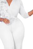 Color Women Jumpsuits For Autumn Long Sleeve Bandage Loose Fashion Streetwear Overalls Wide Leg Pants Trousers