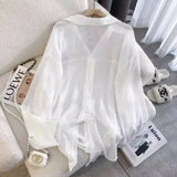 Fork Chiffon Sunscreen Shirt Women's Summer 2025 New Korean Version Of Loose Gas Thin Open Shirt