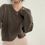 V-Neck Pullover Dark Academia SweaterOutfit