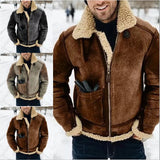 New Imitation Leather Velvet Men's Coat Winter Warm Fur Jacket Thick Collar