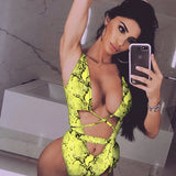 Zingj New Bikini One-Joined Bikini Bikini Leopard Print Hollowed-Out One-Piece