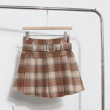 Shooting With Belt ~ Lattice Hair Of The Hundred Folded Skirt High Waist Anti-Light Small A Word Short Skirt