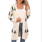 And Winter New Sweater Women's Knitted Loose Christmas Cedar Embroidered Cardigan