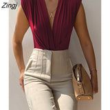V Neck Black Rompers Women Sexy Slim High Waist Elegant Female Overalls 2023 Spring Sleeveless Bodycon Ladies