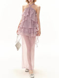 Holiday Wind 2025 Autumn/Winter New Temperament Elegant Lotus Leaf Side Design Slim Skinny Dress