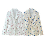 Spring/Autumn Women's Fashion Sweet Broken Flower Suit T-Neck With Long Sleeved Suit