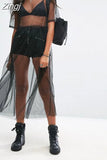 Sexy T Shirt Women Black Gauze Mesh Sheer Tops Sheer Long Shirts Casual Loose T-Shirts Transparent Long Short Sleeve