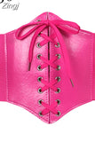 Gothic Dark Lace Up Crop Top Women Corset Belt Slim Cummerbunds PU Leather Top Harness Bustier Tops To Wear Out