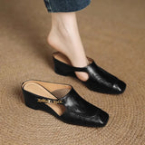 High-End Squeer Hollow Bag Head Half Slippers Women Wear Inside The Raised Square Head Muller Shoes And Cool