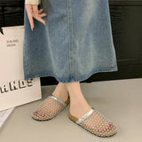 Woven Woven Half Slippers Women Summer Wear 2025 New French Dress Cool Slippers Roman Sandals
