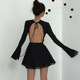 Zingj 2023 New Women's Ins Hot Girl Park Caiying With The Same Temperament Round Collar Horn Long Sleeve Gauze