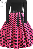 Note Print Elegant Party Dress Women 50s 60s Retro Vintage Robe Rockabilly Casual Winter