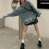Zingj Retro Wash Water Hooded Loose Cowboy Hoodie Coat Female 2023 Spring And Autumn New Jacket