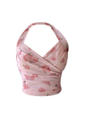 Women's Summer Cropped Tops Sexy Y2k Casual Chic Vintage Camisole Halter Neck Print Tank Top Vest Korean Clothes