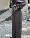 Zingj 20232 New Solid Color Zip Loose Hoodie Casual Versatile Trouser Suit-Outfit