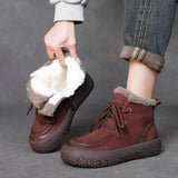Layer Of Cowfleece Martin Boots Women Winter New Thick-Bottom Leisure Short Boots Warm Plus Cotton