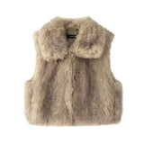 Women's ZA Flat For Fashion Vest Faux Fur Effect