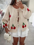 2025 Knitted Cardigan With Loose Casual Sweater Strawberry Cherries With Coat