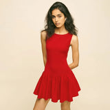 Zingj Women's Wear Summer 2024 New Solid Color Sleeveless Splicing Dress Women's