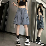Zingj Shorts Female 2024 Summer New Thin Money Outside Wear Wide Legs Casual Show Thin Speed Dry Cargo Pants Five
