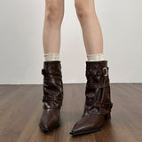 Western Cowboy Boots Sharp Head And Pants Tube Boots Women 2025 New Big Good-Looking Short Boots Folds High