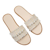 People's Flat-Bottomed Slippers Women Retro Beads Light Outside Wearing Cold