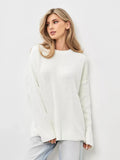 Zingj / Winter 2024 Round Collar Loose Long Sleeve Basic Casual Sweater