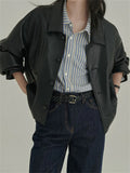 Ice Lake Shirt Autumn New Fashion Temperament With Gentle Style Lazy Korean Striped Shirt Women Long
