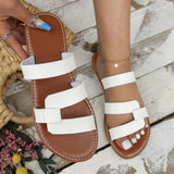 Splicing Flat-Bottom Slippers Women's Round Head Weaving A Word Outside Wearing Beach Cool Slippers