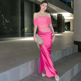 Women's Clothing 2025 Summer New Pure Lust Wind Shoulder Sexy Perspective Mesh Splicing Dress