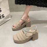 / Summer 2025 New Platform Sandals Thick Heel Square Head Female Summer Wear High Heel Broadband