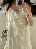 Industry!Weaving Splicing Splicing Design Niche Thin Gentle Comfortable Sling Dress / Sling
