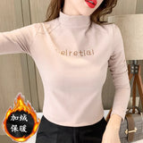 Zingj Velvet Warm Half High Collar Bottom Shirt Female Autumn And Winter Inside The Versatile 2023 New Long-Sleeved T-Shirt Female Jacket Foreign