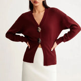 Women's V-Neck Button Knitted Knitted