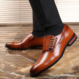 Zingj New British Men's Fashion Trend Single Shoes Business Casual Leather Shoes Square Head Plus Size Men's