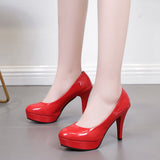 New Women's Fashion Singles Korean Version Of High Heel Tip Waterproof Table Fine Heel Women's Singles Shoes Professional Wedding Shoes