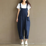 Large Artistic Dark Blue Suspender Casual