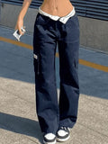 Fold Over Waist Y2K Straight Leg Pants- Outfit
