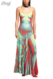 Women Winter 2023 New Y2K High Street Unique 3D Sexy Printed Slip Vintage Dress Fit And Flare Bohemian Chic