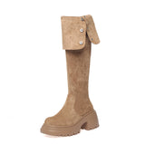 High And Thick Bottom Increase Over The Knee Long Boots Autumn Winter Kaqi Color Two Through The Flip High Barrel Knight