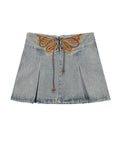 Women's Jean Pleated Skirt 2023 Summer Casual Vintage Korean Lace Up Denim A-Line Mini Skirt Harajuku Y2k Hight Waisted