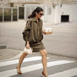 Women's 2025 Fashion Pilot Jacket Bat Sleeve Zipper Casual